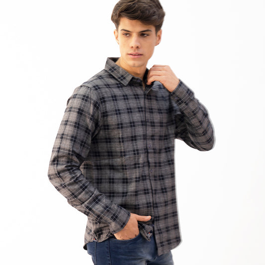 Camisa Manga Larga Hombre Woallance Gris Marshall H25