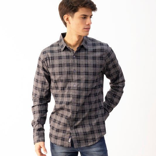 Camisa Manga Larga Hombre Woallance Gris Marshall H25